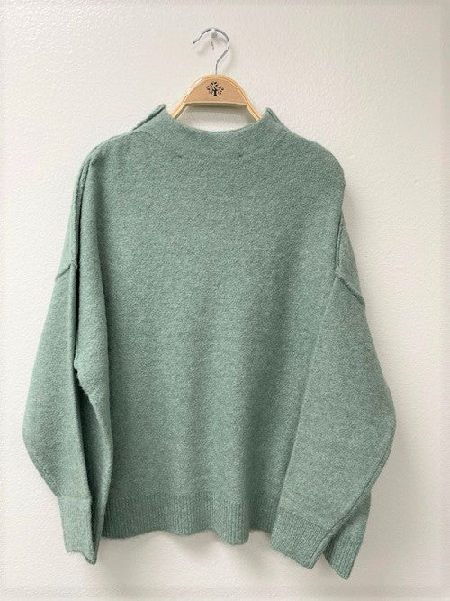 The Billie Mock Neck Sweater - Sage