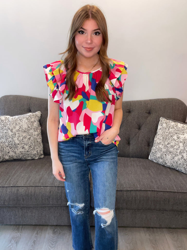 Lennon Ruffle Sleeve Top
