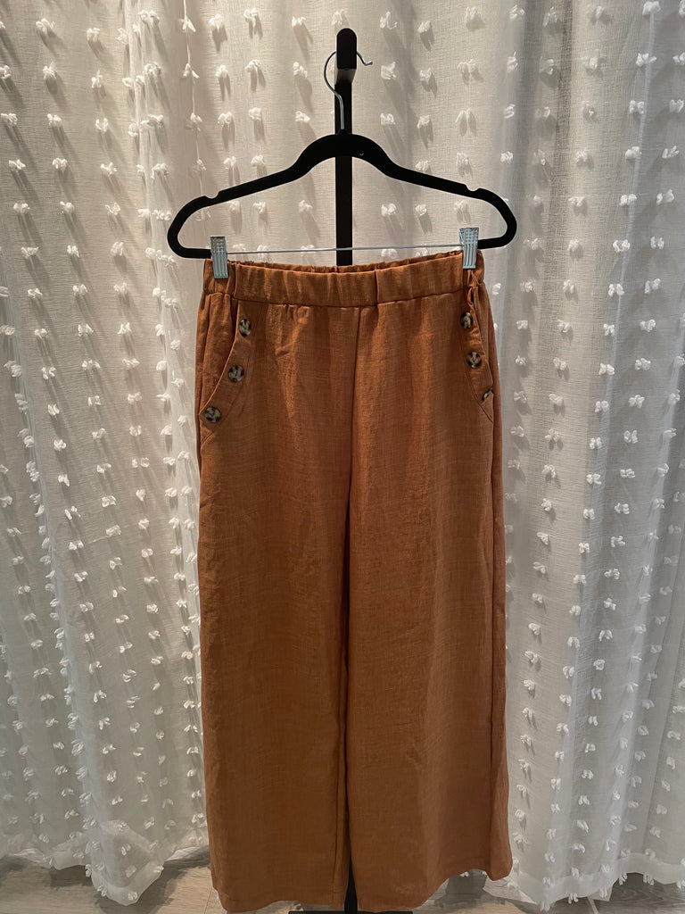 Mia Wide Leg Pant - Brown
