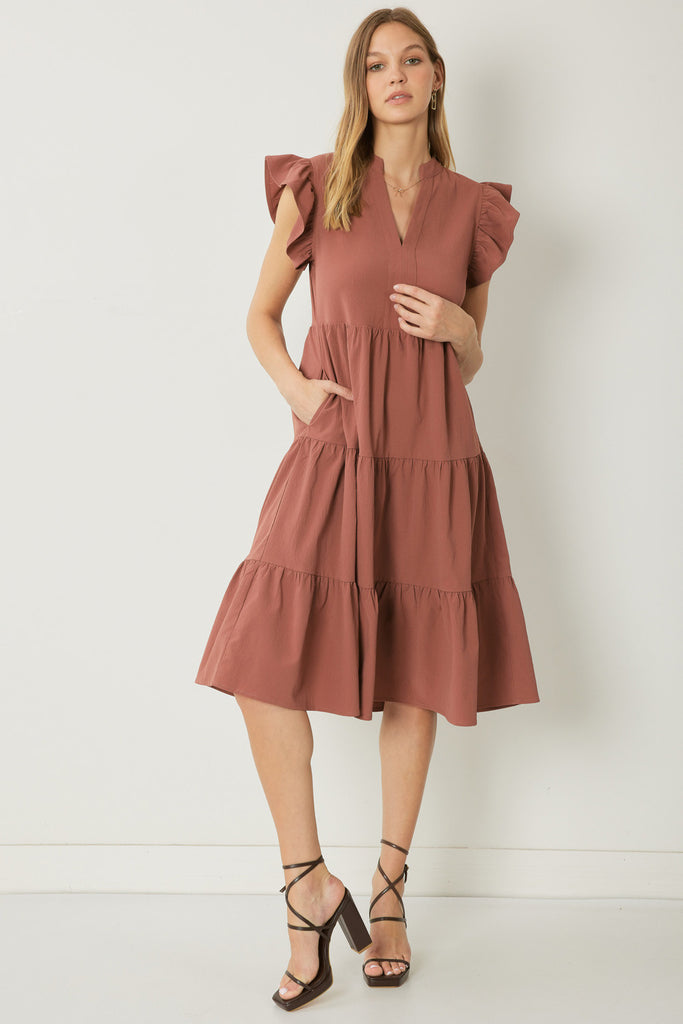 No Ordinary Love Tiered Dress - Rust
