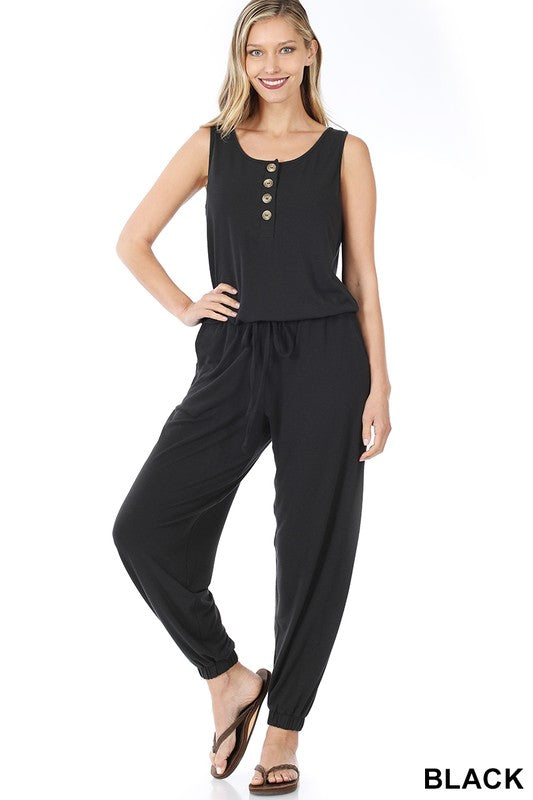 Kelsey Button Up Jumpsuit - Black