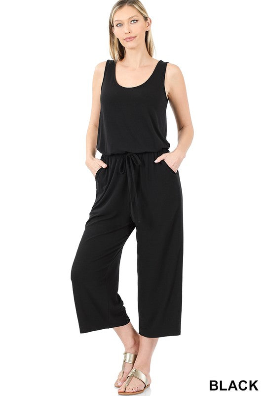 Summer Love Solid Jumpsuit - Black