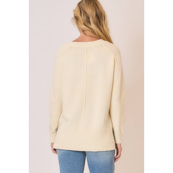 Callie V-Neck Sweater - Cream