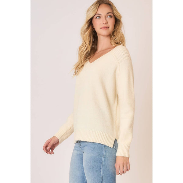 Callie V-Neck Sweater - Cream