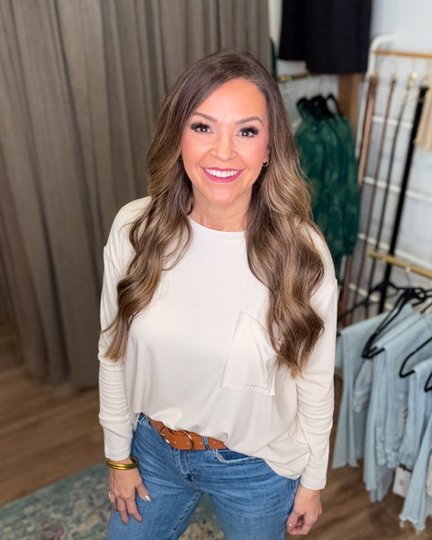 The Perfect Pocket Long Sleeve Tee - Beige