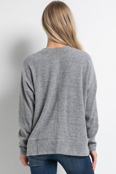 Camila Ribbed Knit Top - Heather Gray