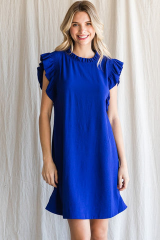 Lilly Ruffle Sleeve Dress - Royal