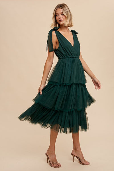 The Nora Dress in Hunter Green