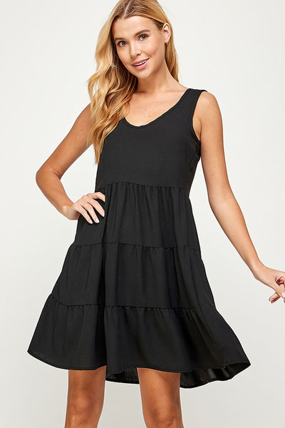 Emilia Sleeveless Tiered Dress - Black