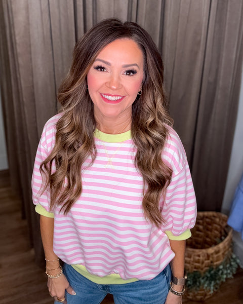 Landry Striped Top - Pink/Lime