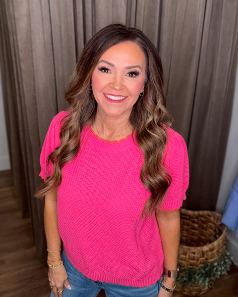 Maria Knit Top - Hot Pink