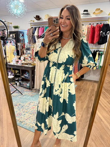 Faye Floral Dress - Teal