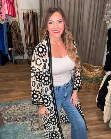 Luna Crochet Cardigan - Black