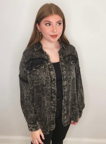 Bailee Acid Wash Top