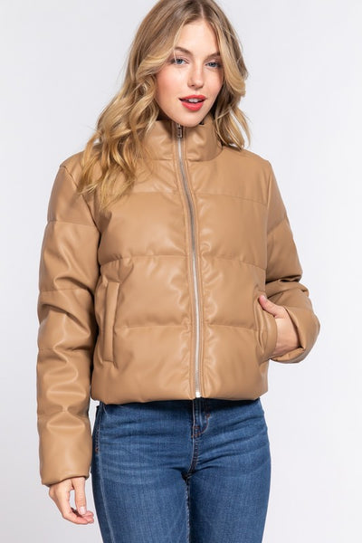 The Reese Puffer Jacket - Taupe