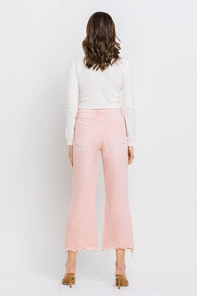 Myra Vintage Crop Flare Jeans - Pink