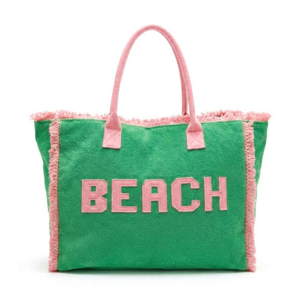 Beach Print Fringe Tote Bag: MT
