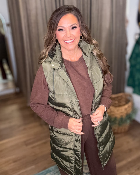 Eliza Puffer Vest - Olive