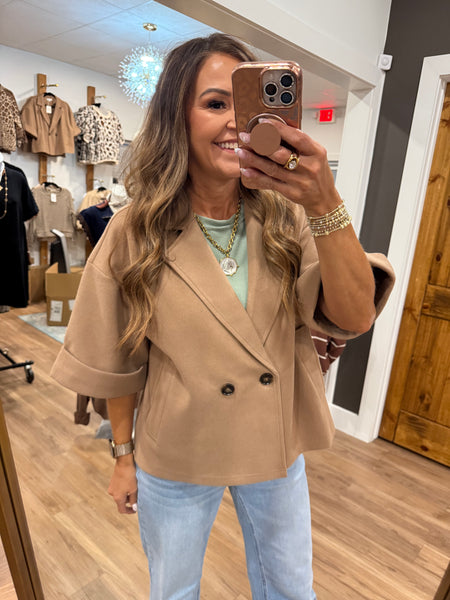 Follow My Lead Coat - Taupe