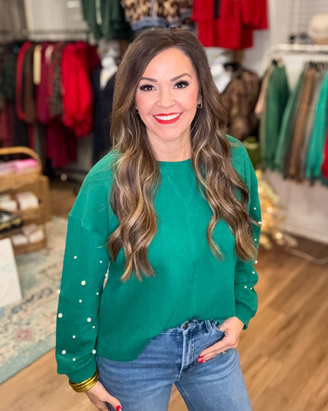 Kaylee Pearl Sleeve Top - Green