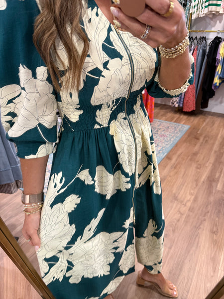 Faye Floral Dress - Teal