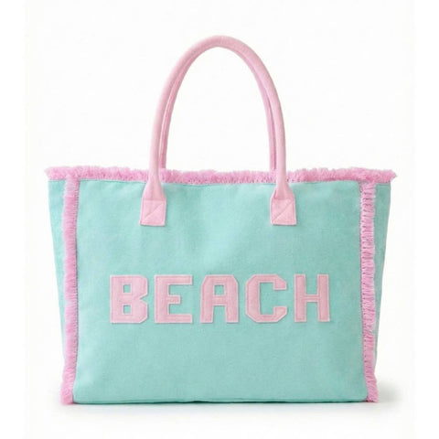 Beach Print Fringe Tote Bag: MT