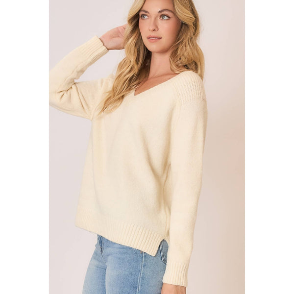 Callie V-Neck Sweater - Cream