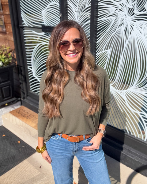 The Perfect Pocket Long Sleeve Tee - Olive