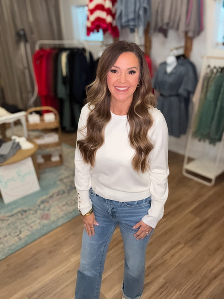 Melody Button Cuff Top - Cream