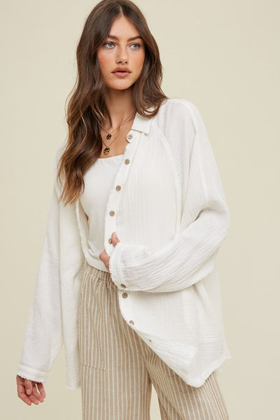 Madison Gauze Button Up Top