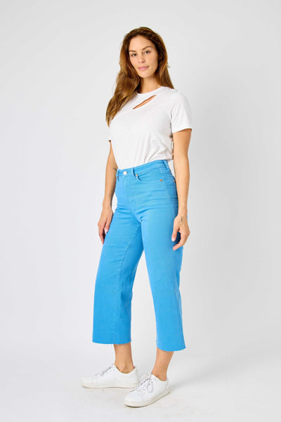 High Waist Tummy Control Crop Jean - Sky Blue