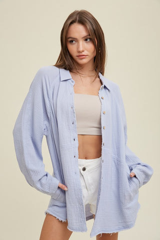 Madison Gauze Button Up Top