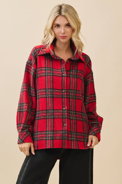 Plaid Button-Up Flannel Shirt