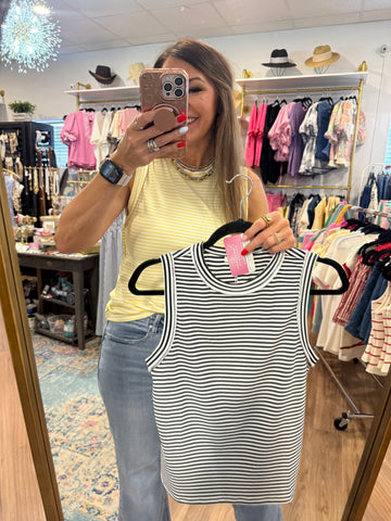 When It Counts Striped Tank - Black