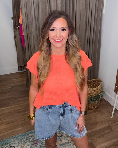 Beside Me Knit Top - Coral