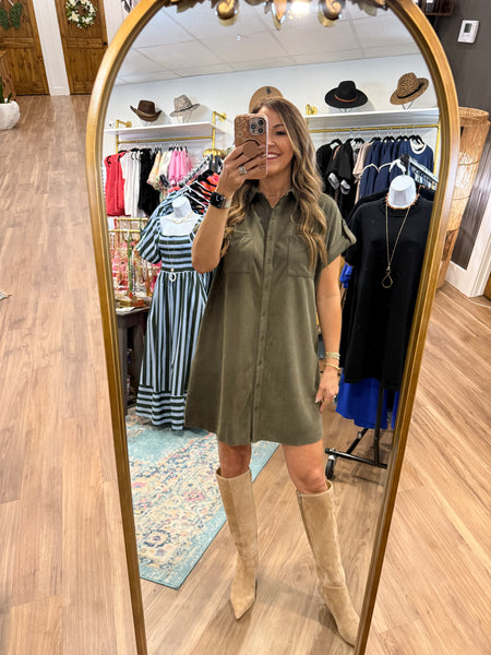 Stay In Focus Dress - Olive