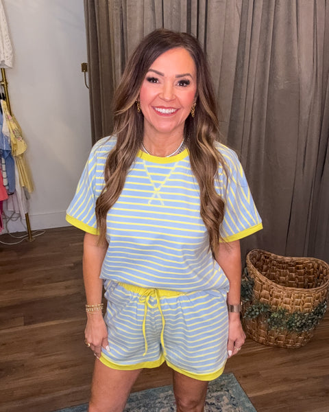 Double Take Striped Set - Blue