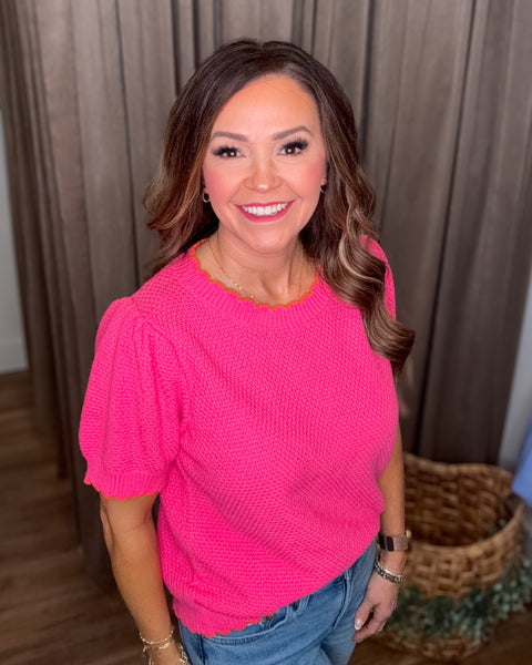 Maria Knit Top - Hot Pink