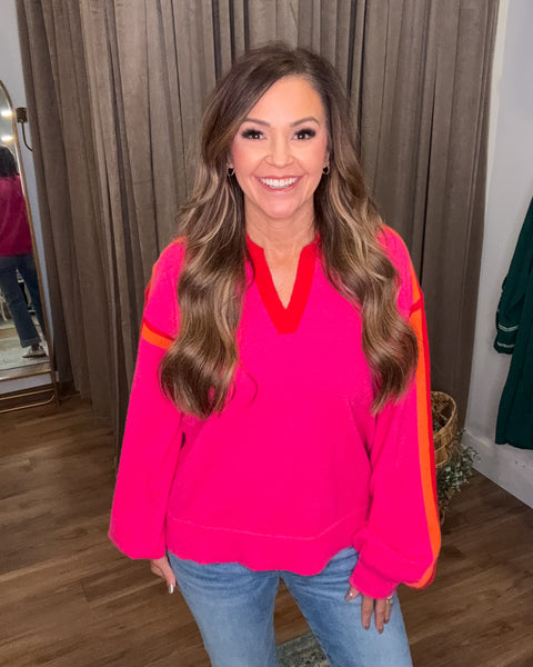 Sunset Stroll Sweater - Hot Pink