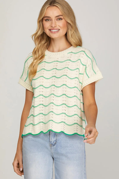 Lennon Scallop Sweater - Green