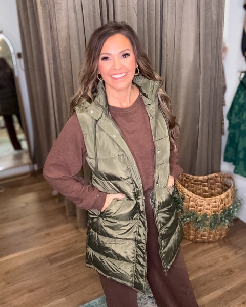Eliza Puffer Vest - Olive
