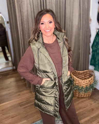 Eliza Puffer Vest - Olive