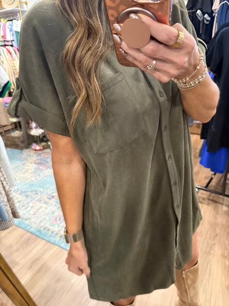 Stay In Focus Dress - Olive