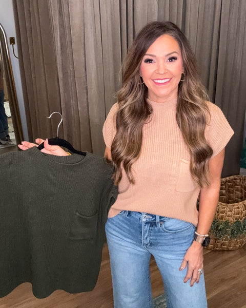 Elowyn Short Sleeve Sweater - Olive