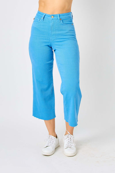 High Waist Tummy Control Crop Jean - Sky Blue