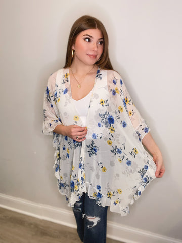 Alayna Floral Kimono - White