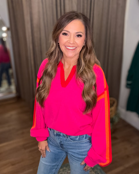 Sunset Stroll Sweater - Hot Pink