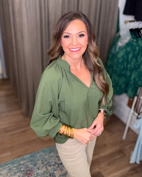 Allie V-Neck Top - Olive