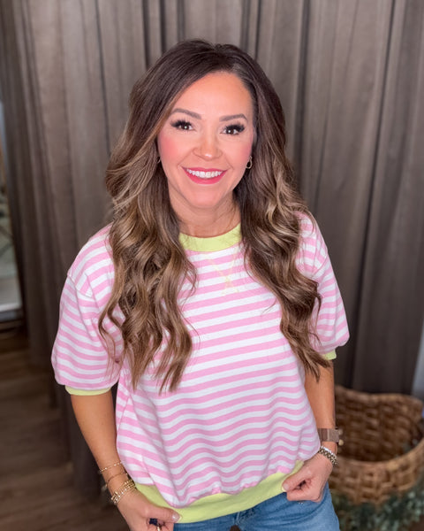 Landry Striped Top - Pink/Lime