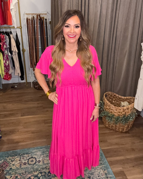 Delise Midi Dress - Fuchsia